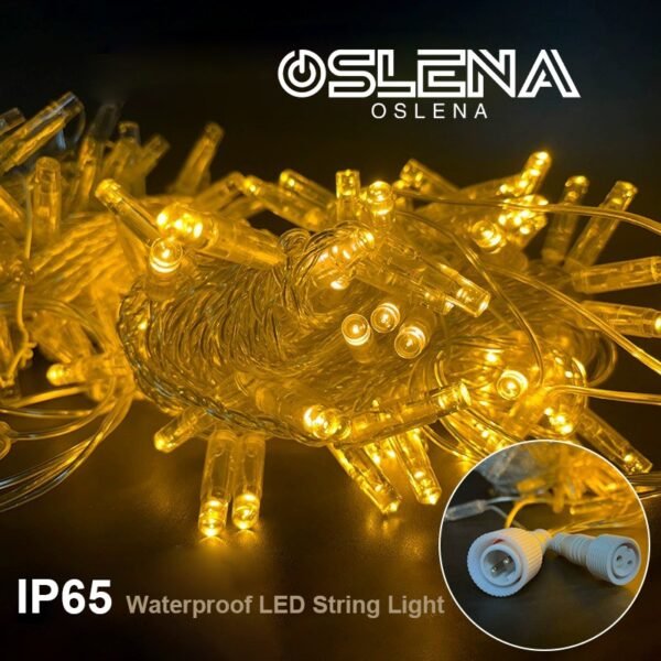 Amber IP65 LED string lights for retail and architectural displays